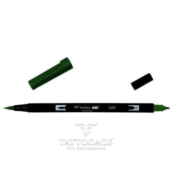 Маркер-кисть brush pen 249 темно-зеленый с желтоватым отливом